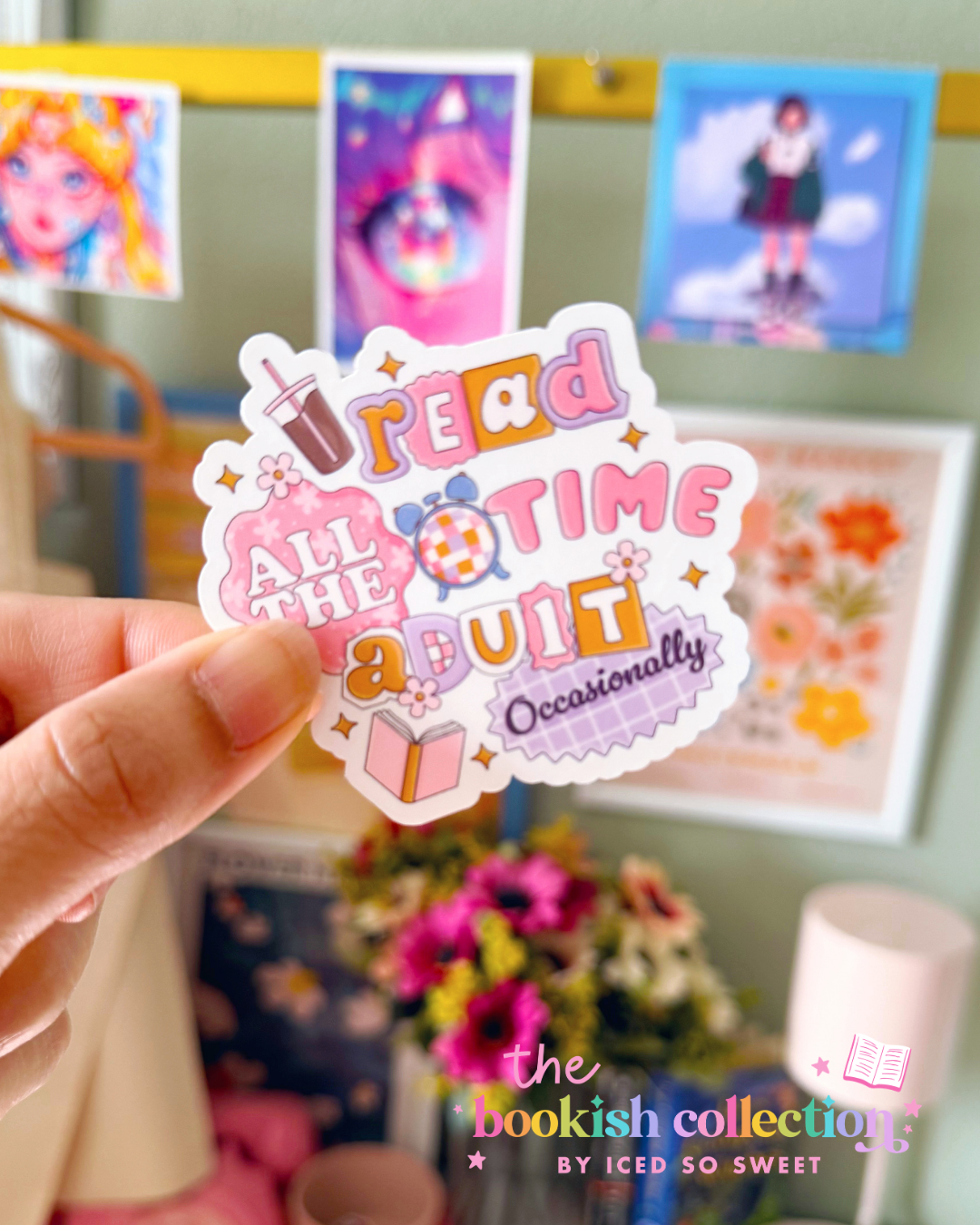 Read All the Time Adult Occasionally Water-Resistant Vinyl Sticker | Funny Bookish Sticker | Approx. 2.5
