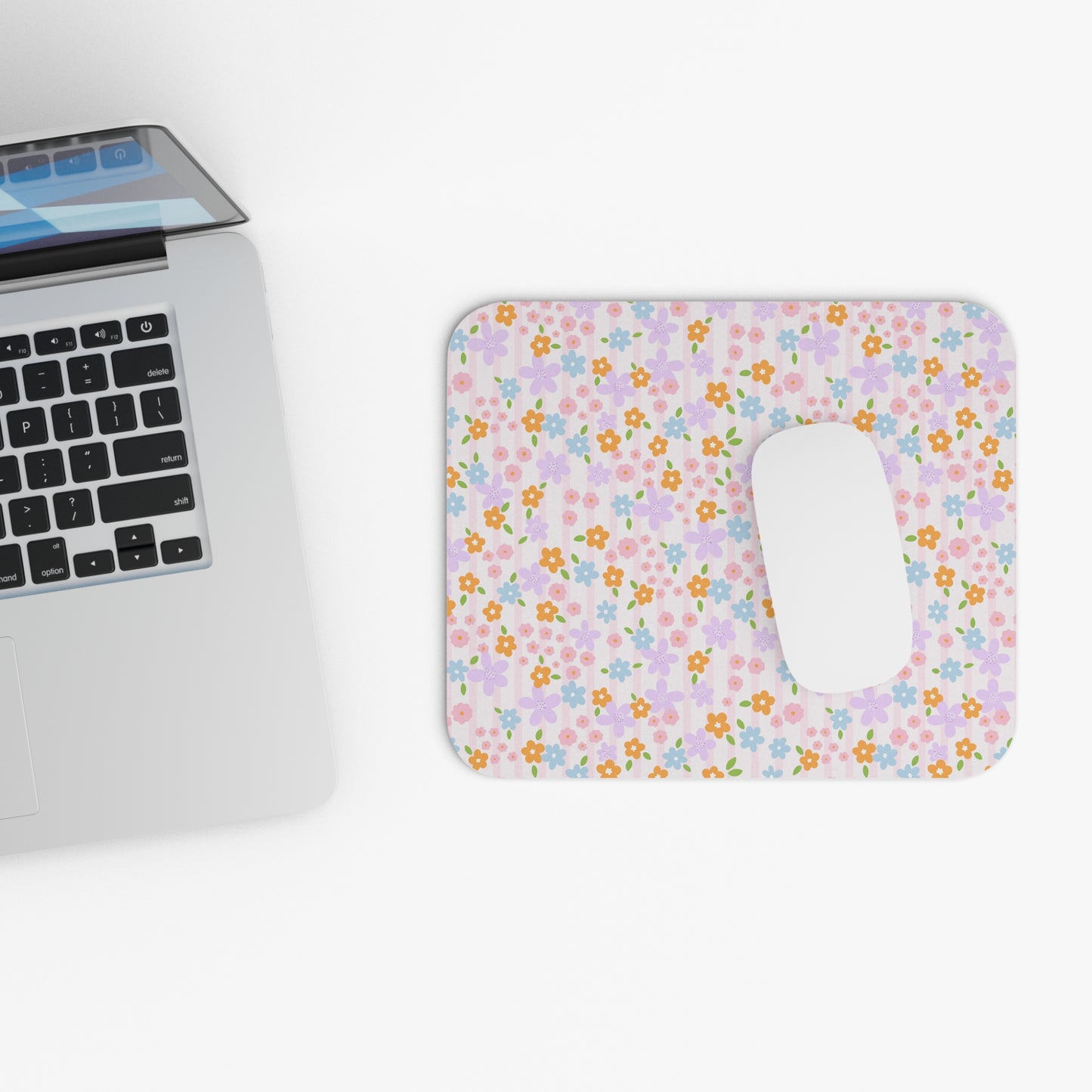 Floral Striped Mouse Pad