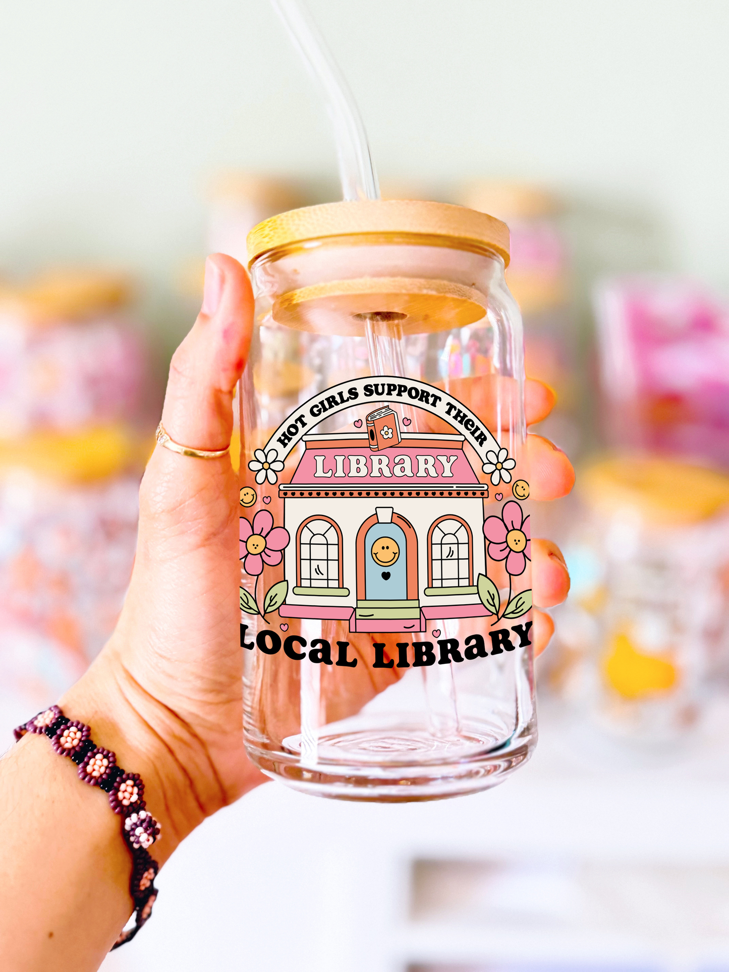 Hot Girls Support their Local Library Glass Can