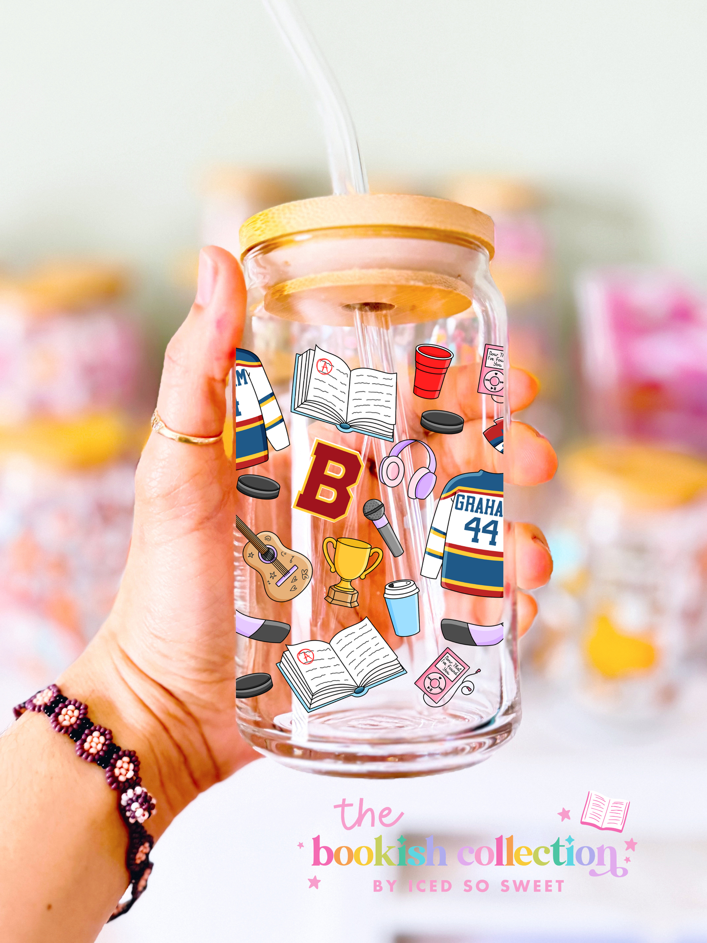 Off Campus Glass Can with Bamboo Lid & Glass Straw – 16 oz & 20 oz