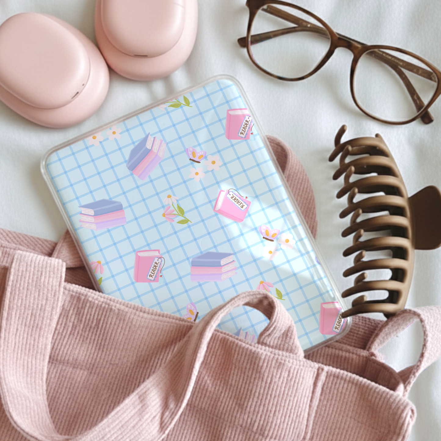 Bookish Floral Grid | Kindle Insert | Decorative Insert for Kindle Basic & Kindle Paperwhite