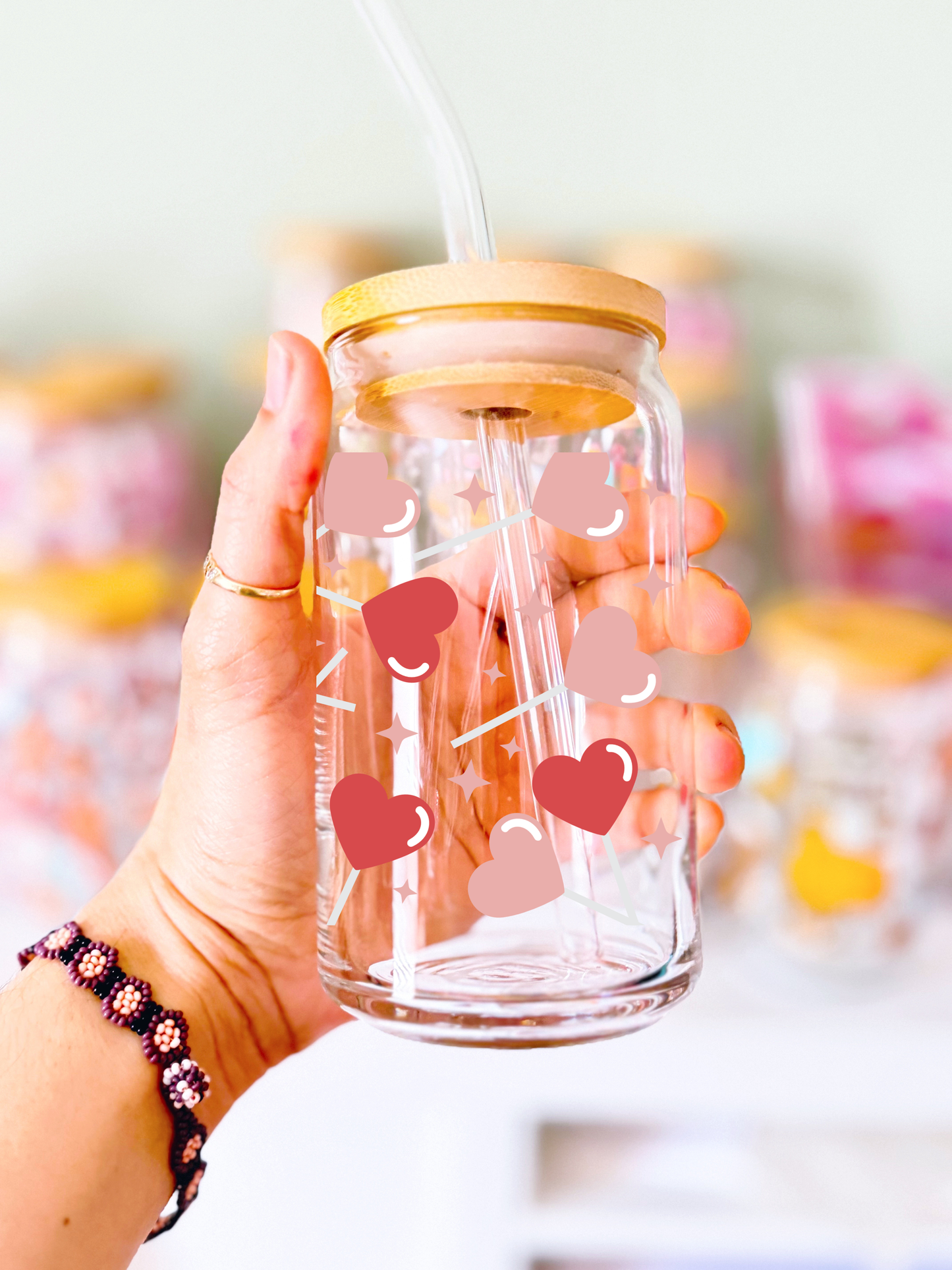 Heart Lollipops Glass Can