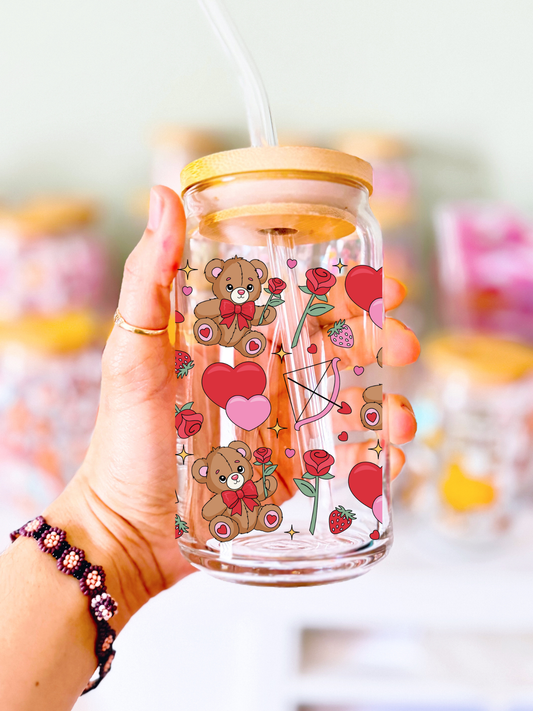 Beary Sweet Love Glass Can
