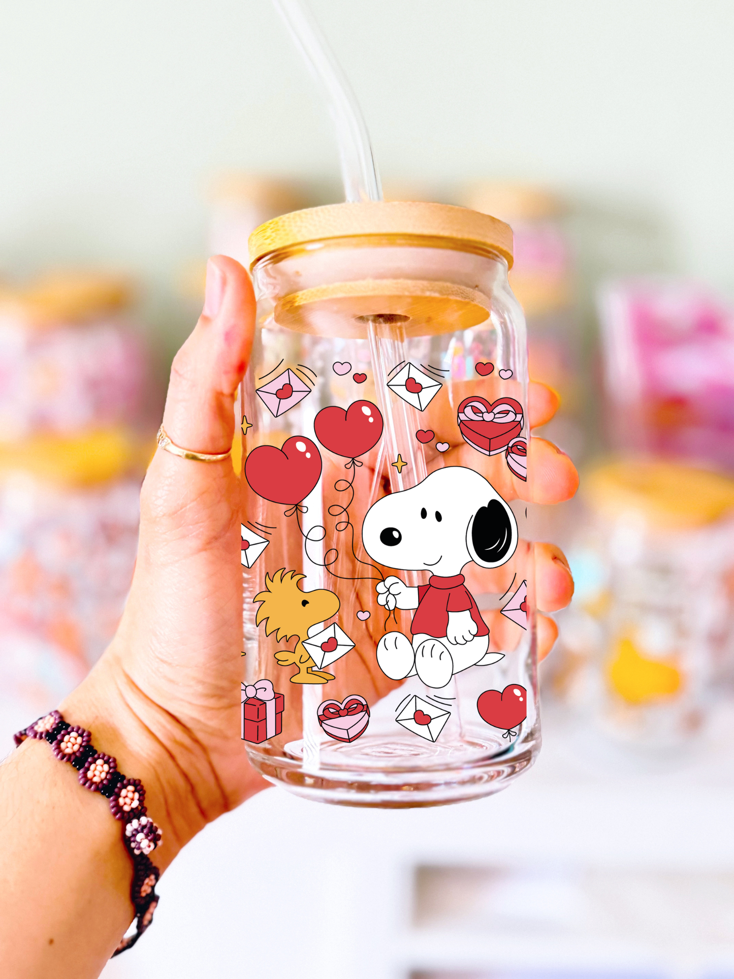 Sweet Beagle Valentine Glass Can