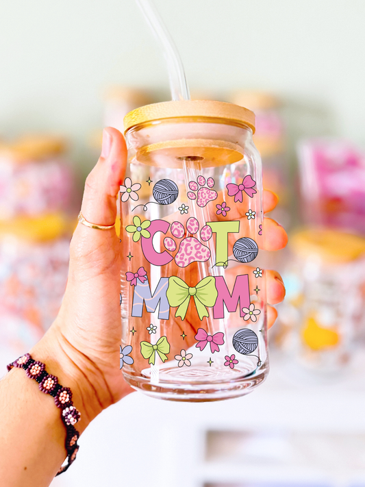 Cat Mom Glass Can