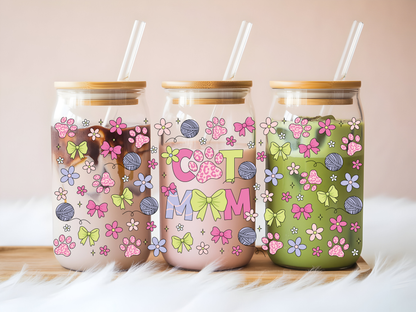 Cat Mom Glass Can