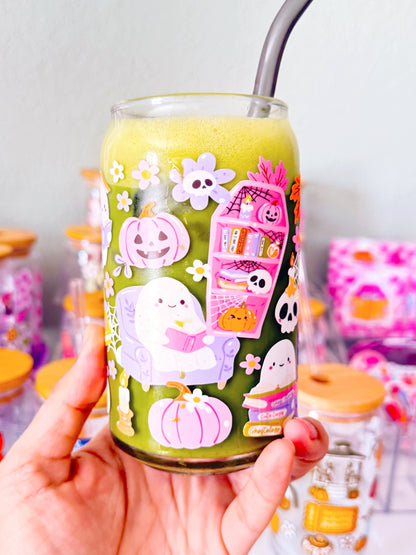 Cozy Ghost Library Glass Cup