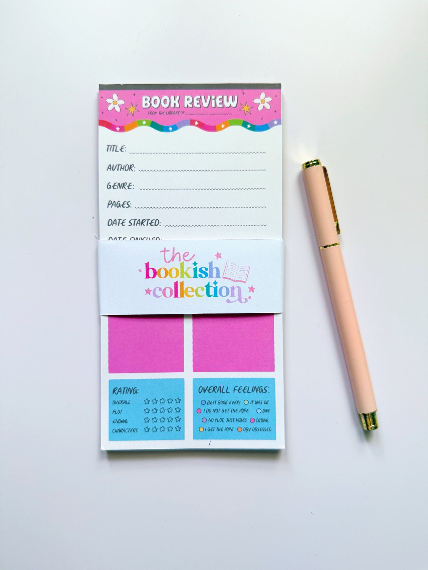 Book Review Notepad | Reading Notes & Book Review Memo Pad | 3.5" x 7" | 30 Pages