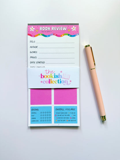 Book Review Notepad | Reading Notes & Book Review Memo Pad | 3.5" x 7" | 30 Pages