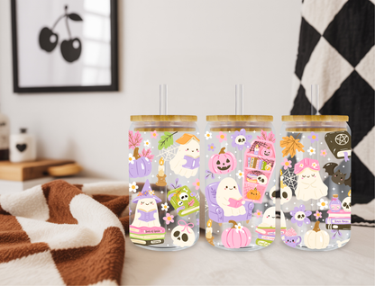 Cozy Ghost Library Glass Cup