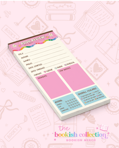 Book Review Notepad | Reading Notes & Book Review Memo Pad | 3.5" x 7" | 30 Pages