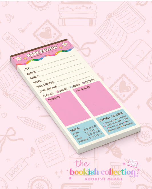 Book Review Notepad | Reading Notes & Book Review Memo Pad | 3.5" x 7" | 30 Pages