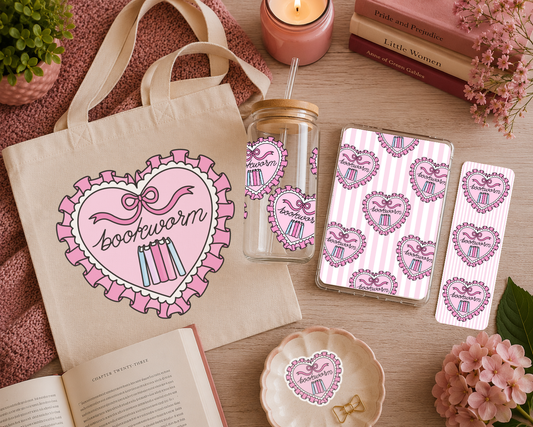 Bookworm Bookish Bundle | Tote, Cup, Kindle Cover, Bookmark & Sticker