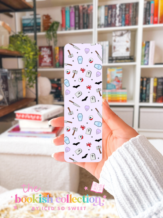 Horror Mini Icons Bookmark | Cute Spooky Laminated Bookmark for Readers