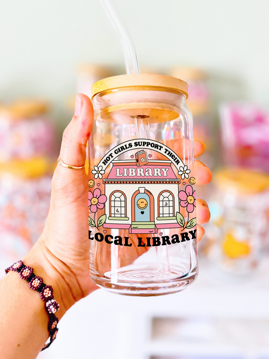 Hot Girls Support their Local Library Glass Can