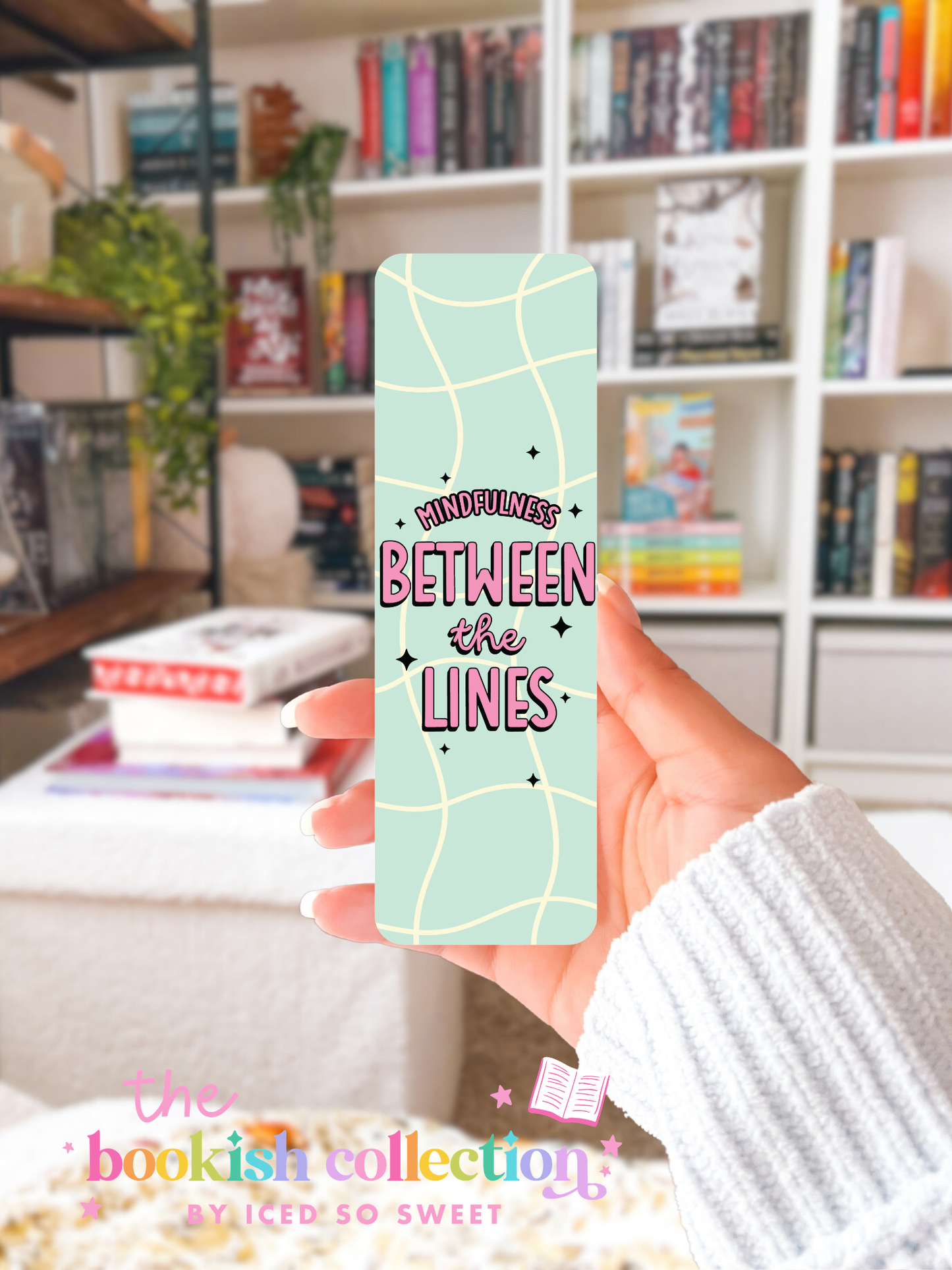 Mindfulness Between the Lines Laminated Bookmark | Calm Bookish Bookmark | 2.5 x 7 Inches