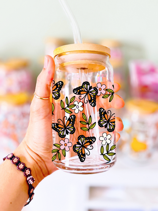 Retro Butterfly Glass Can