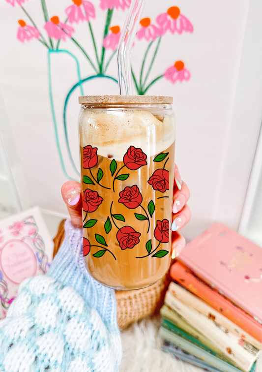 Roses Glass Can