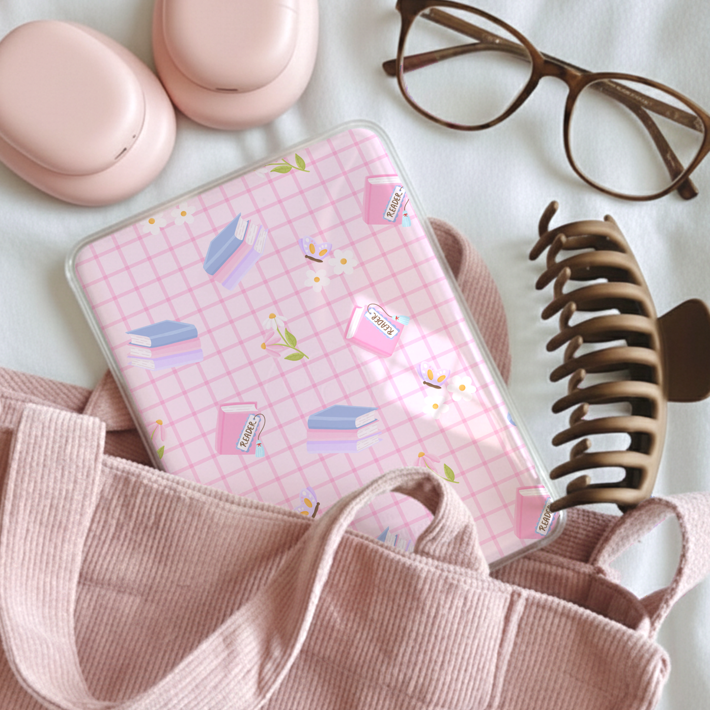 Bookish Floral Grid | Kindle Insert | Decorative Insert for Kindle Basic & Kindle Paperwhite