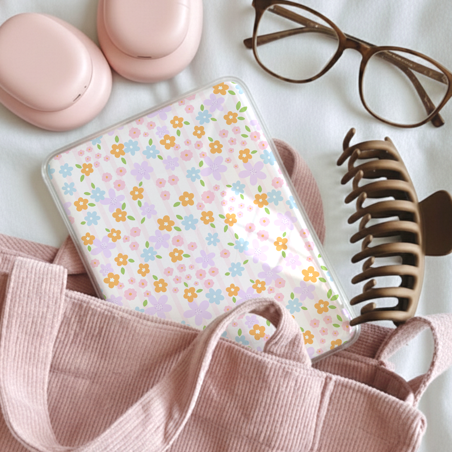 Ditsy Floral with Stripes| Kindle Insert | Decorative Insert for Kindle Basic & Kindle Paperwhite