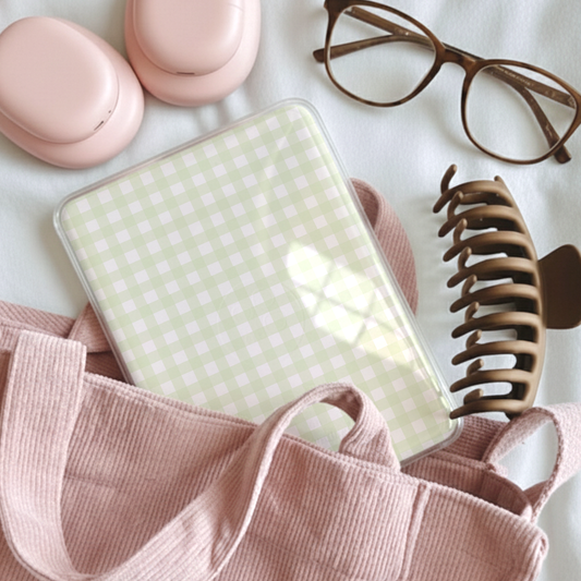 Green Gingham | Kindle Insert | Decorative Insert for Kindle Basic & Kindle Paperwhite