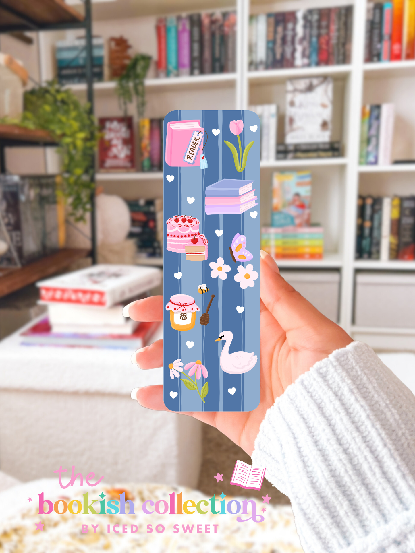 Bookish Spring Laminated Bookmark Collection | Cute Floral Reader Bookmarks | 2.5 x 7 Inch Single-Sided Bookmarks