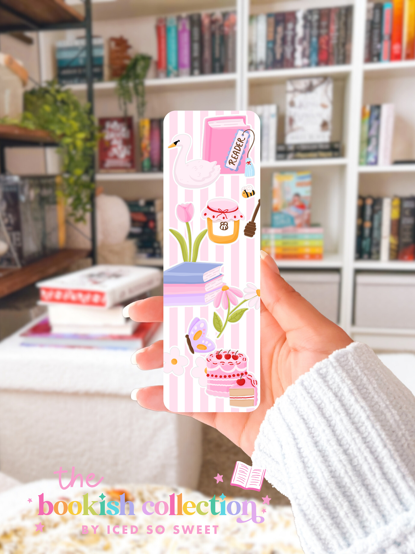 Bookish Spring Laminated Bookmark Collection | Cute Floral Reader Bookmarks | 2.5 x 7 Inch Single-Sided Bookmarks