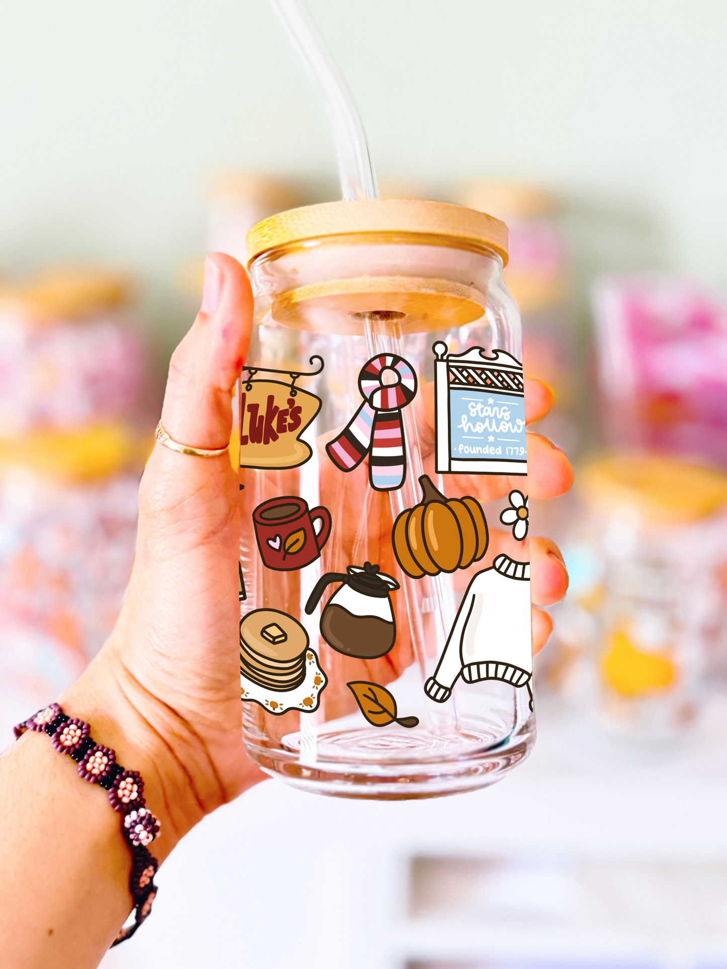 Autumn in Stars Hallow Glass Cup